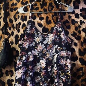 Maurices Black Floral Tank Top